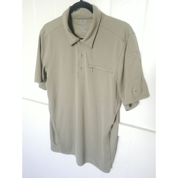 OAKLEY Hydrolix Embroidered Logo Polo Shirt Short Sleeve Mens M Regular Fit Tan - Picture 1 of 8